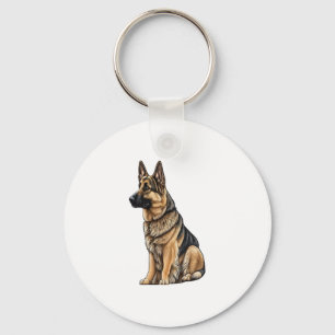 German Shepherd Sitting Sleutelhanger