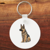 German Shepherd Sitting Sleutelhanger (Voorkant)