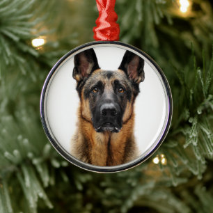 German Shepherd Sitting up Metalen Ornament