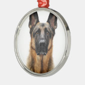German Shepherd Sitting up Metalen Ornament (Links)
