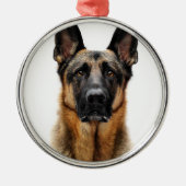 German Shepherd Sitting up Metalen Ornament (Voorkant)
