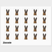 German Shepherd Sitting up Vierkante Sticker (Vel)