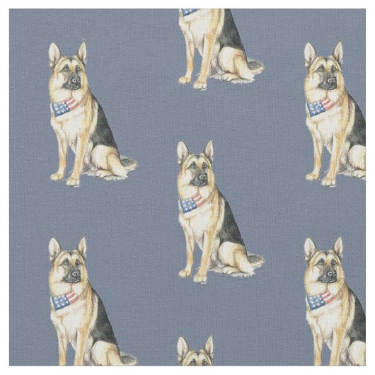 German Shepherd SittingDog Art Fabric Stof (Close Up)