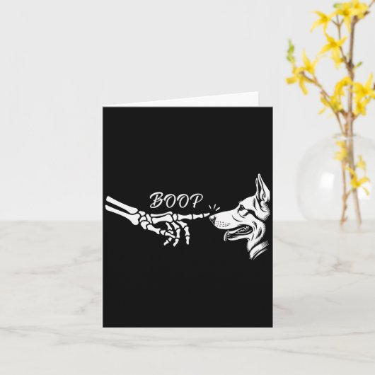 German Shepherd Skeleton Hand Boop Halloween Pet W Kaart (Gele Bloem)