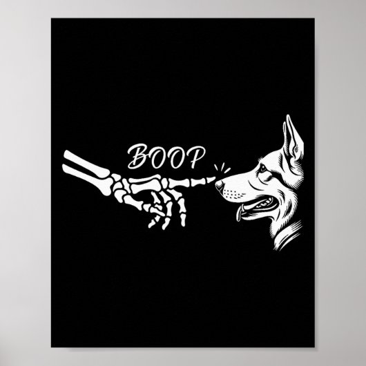 German Shepherd Skeleton Hand Boop Halloween Pet W Poster (Voorkant)