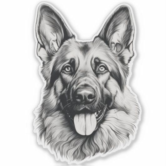 German Shepherd Sketch Portrait Sticker (Voorkant)