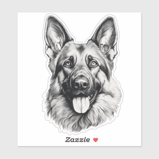 German Shepherd Sketch Portrait Sticker (Vel)