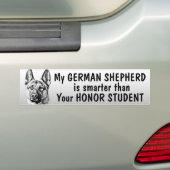 German Shepherd - slimmer dan student - grappig Bumpersticker (Op auto)