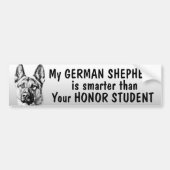 German Shepherd - slimmer dan student - grappig Bumpersticker (Voorkant)