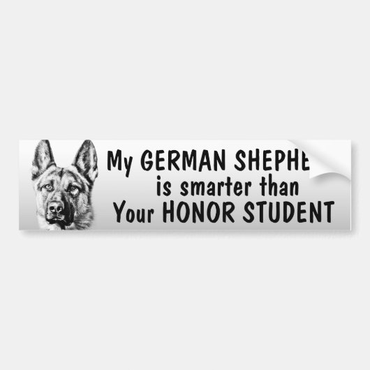 German Shepherd - slimmer dan student - grappig Bumpersticker (Voorkant)