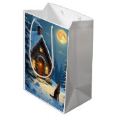 German Shepherd Snowy Forest Cabin Christmas Paint Medium Cadeauzakje (Achterkant Gekanteld)