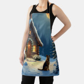 German Shepherd Snowy Forest Cabin Christmas Paint Schort (Insitu)