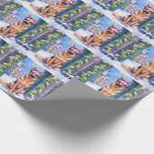 German Shepherd Snowy Town Gate Santa Christmas Cadeaupapier (Hoek)