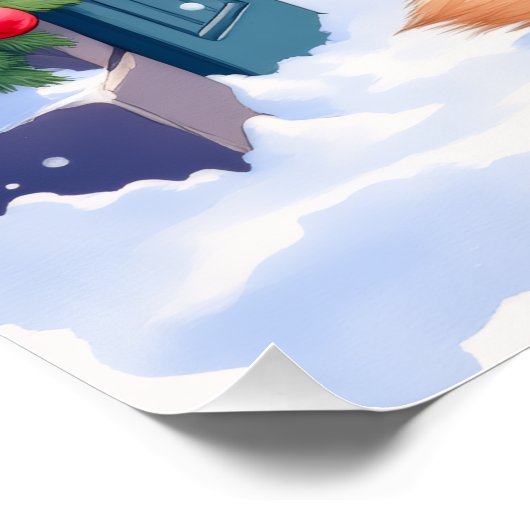 German Shepherd Snowy Town Gate Santa Christmas Perfect Poster (Hoek)