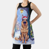 German Shepherd Snowy Town Gate Santa Christmas Schort (Insitu)