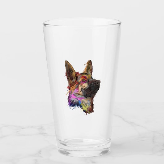 German Shepherd Splash Art Glas (Voorkant)