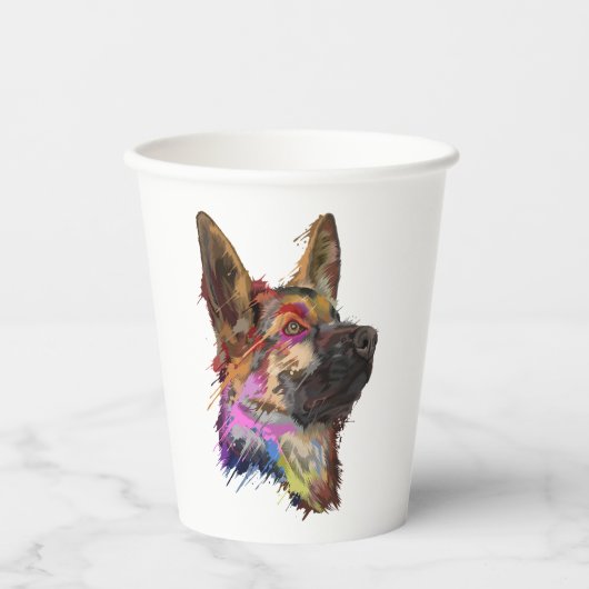 German Shepherd Splash Art Papieren Bekers (Voorkant)