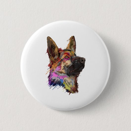 German Shepherd Splash Art Ronde Button 5,7 Cm (Voorkant)