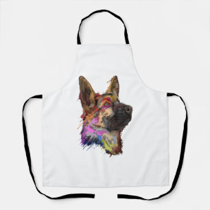 German Shepherd Splash Art Schort