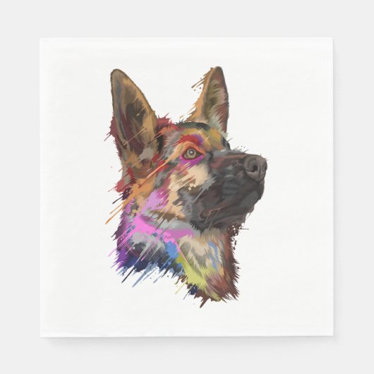 German Shepherd Splash Art Servet (Voorkant)