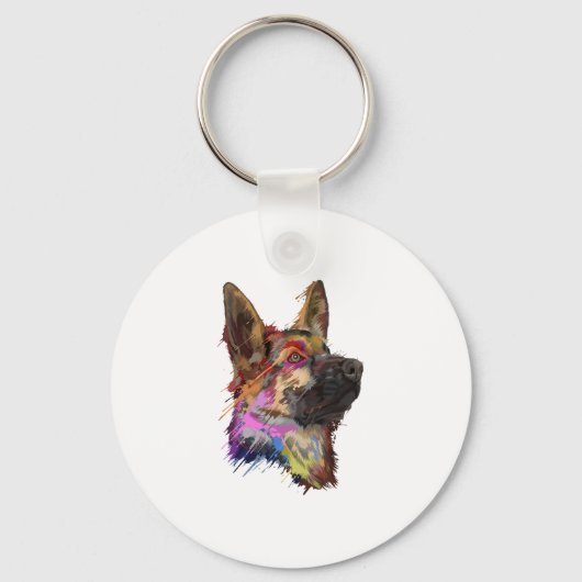 German Shepherd Splash Art Sleutelhanger (Voorkant)