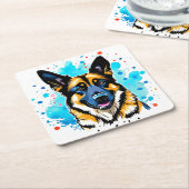 German Shepherd Splash Kartonnen Onderzetters (Schuin)