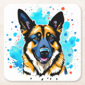 German Shepherd Splash Kartonnen Onderzetters (Voorkant)