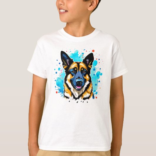 German Shepherd Splash Kinder T-Shirt (Voorkant)