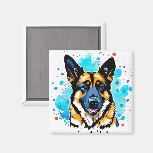 German Shepherd Splash Magneet (Voorkant / Achterkant)
