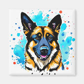 German Shepherd Splash Magneet (Voorkant)
