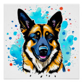 German Shepherd Splash Perfect Poster (Voorkant)