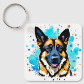 German Shepherd Splash Sleutelhanger (Voorkant)
