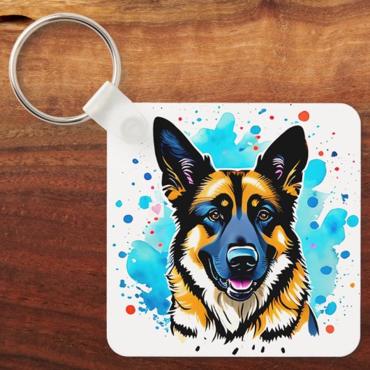 German Shepherd Splash Sleutelhanger (Voorkant)