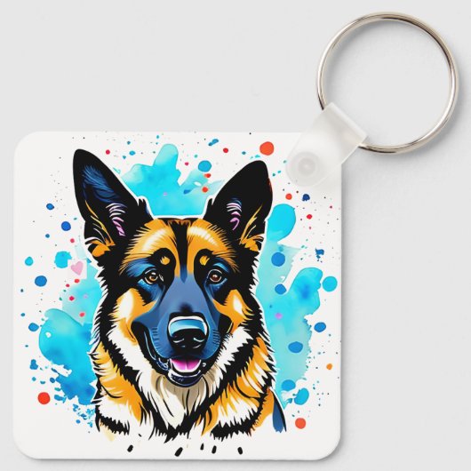 German Shepherd Splash Sleutelhanger (Achterkant)
