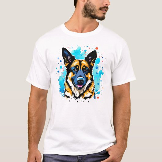 German Shepherd Splash T-Shirt (Voorkant)