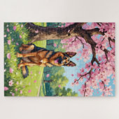 German Shepherd Spring Blossom Dog Legpuzzel (Horizontaal)