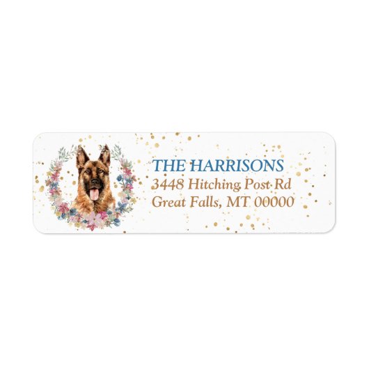 German Shepherd Spring Flowers Wreator Etiket (Voorkant)