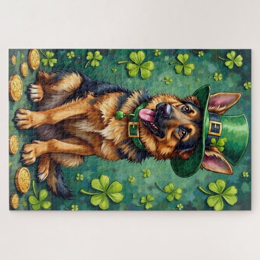 German Shepherd St Patrick’s Day Lucky Dog Legpuzzel (Horizontaal)