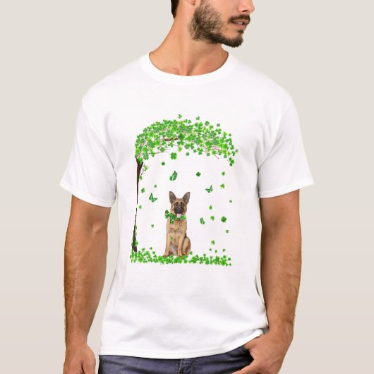 German Shepherd St Patricks Day Lover Irish Shamro T-shirt (Voorkant)