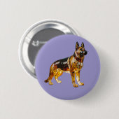 German Shepherd Stained Glass Button (Voorkant /achterkant)