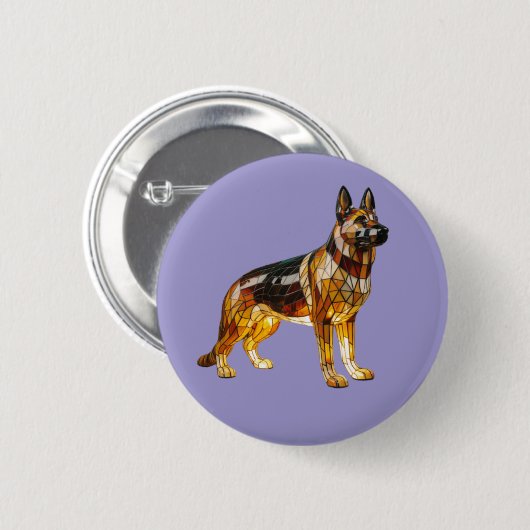 German Shepherd Stained Glass Button (Voorkant /achterkant)