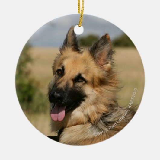 German Shepherd Sticking Tongue Keramisch Ornament (Voorkant)