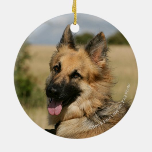 German Shepherd Sticking Tongue Keramisch Ornament (Achterkant)