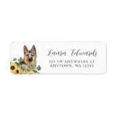 German Shepherd Sunflower Eucalyptus Adres Etiket (Voorkant)
