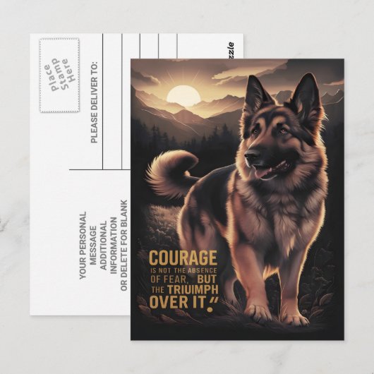 German Shepherd Sunrise Courage Briefkaart (Voorkant / Achterkant)