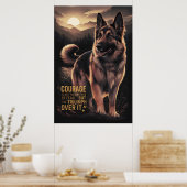 German Shepherd Sunrise Courage Poster (Keuken)