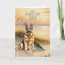 German Shepherd Sunset Beach Father's Day Feestdagen Kaart