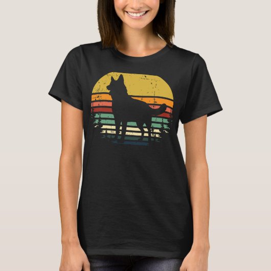 German Shepherd Sunset Retro German Shepherd Sunse T-shirt (Voorkant)