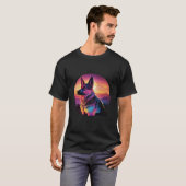German Shepherd Synthwave 80s Retrowave Aesthetic T-shirt (Voorkant volledig)