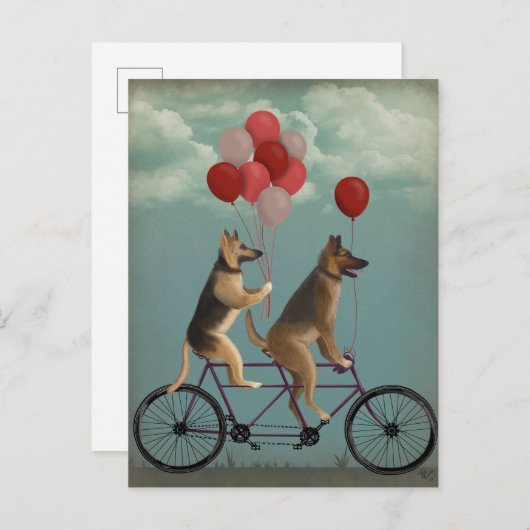 German Shepherd Tandem Briefkaart (Voorkant / Achterkant)